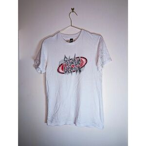 White Graphic Tee with Red Accents